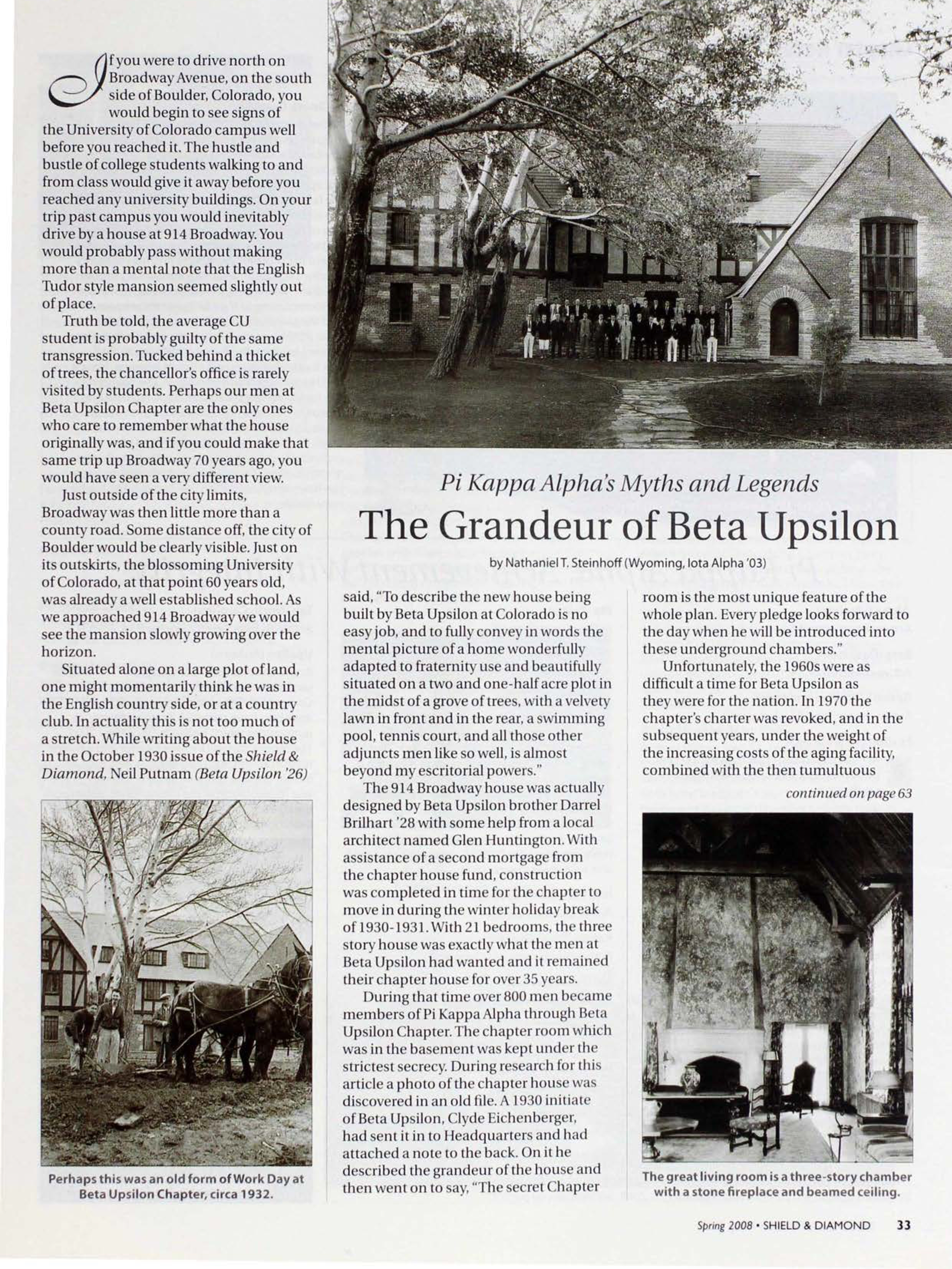 Pi Kappa Alpha's Myths And Legends: The Grandeur Of Beta Upsilon, Spring 2008